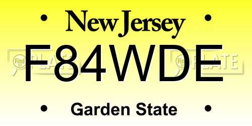 F84WDE New Jersey License Plate