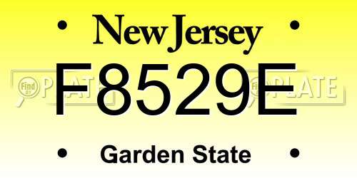 F8529E New Jersey License Plate