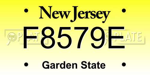 F8579E New Jersey License Plate