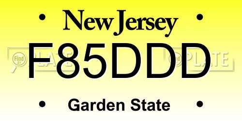 F85DDD New Jersey License Plate