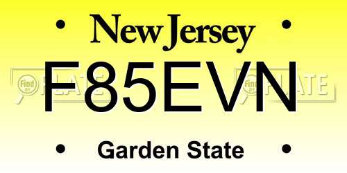 F85EVN New Jersey License Plate