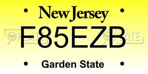 F85EZB New Jersey License Plate