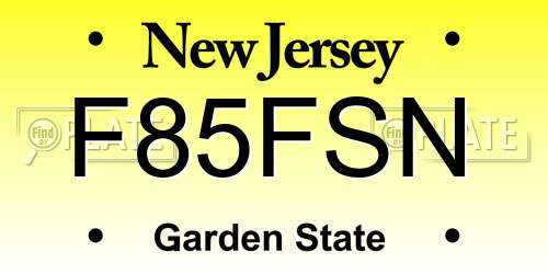 F85FSN New Jersey License Plate