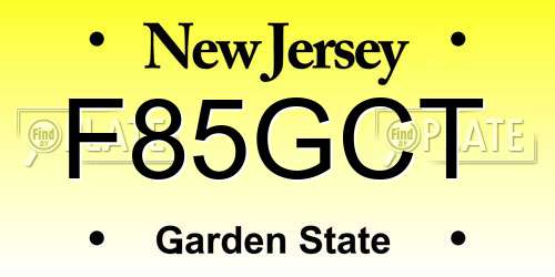 F85GCT New Jersey License Plate