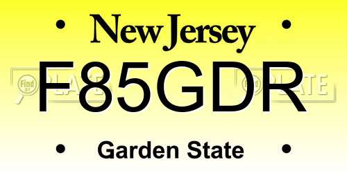 F85GDR New Jersey License Plate