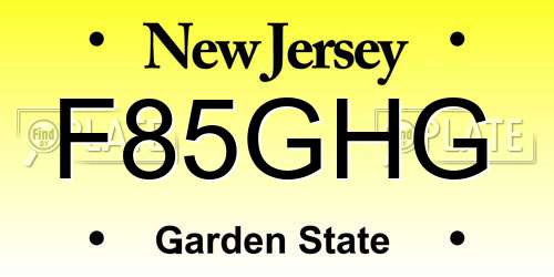F85GHG New Jersey License Plate
