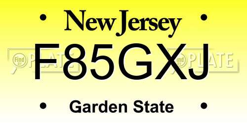 F85GXJ New Jersey License Plate