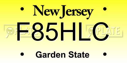F85HLC New Jersey License Plate