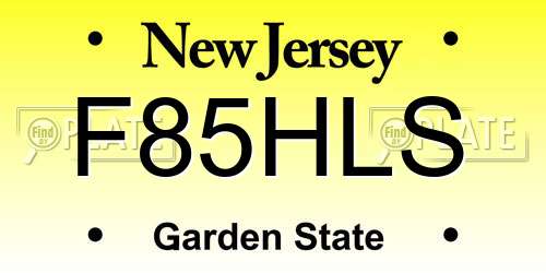 F85HLS New Jersey License Plate