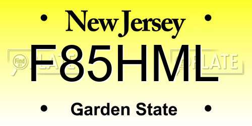 F85HML New Jersey License Plate
