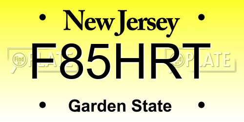 F85HRT New Jersey License Plate