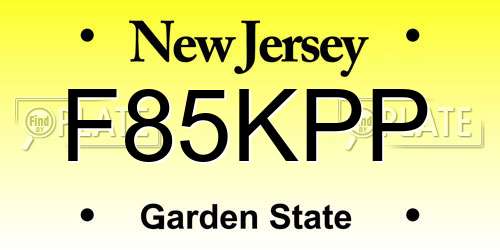 F85KPP New Jersey License Plate