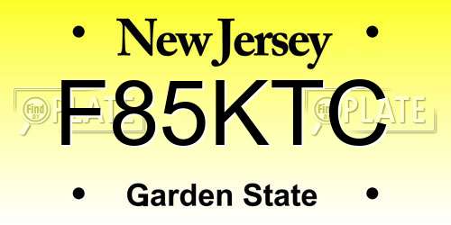 F85KTC New Jersey License Plate