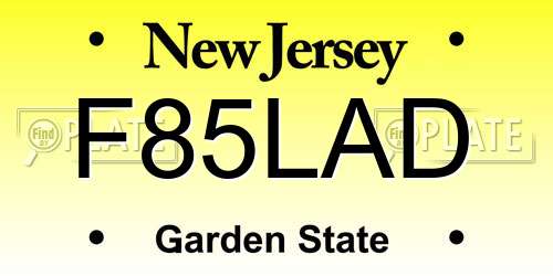 F85LAD New Jersey License Plate