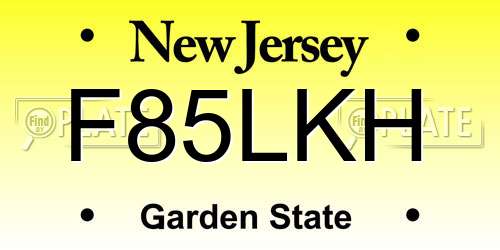 F85LKH New Jersey License Plate