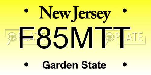 F85MTT New Jersey License Plate