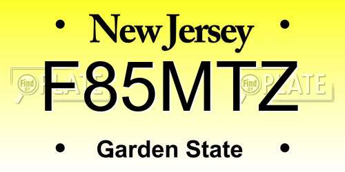 F85MTZ New Jersey License Plate