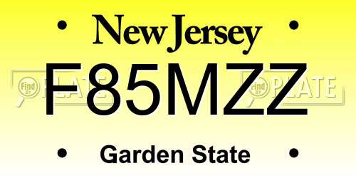 F85MZZ New Jersey License Plate