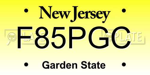 F85PGC New Jersey License Plate