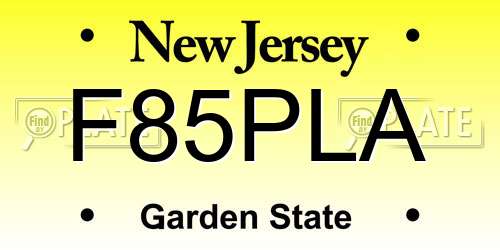 F85PLA New Jersey License Plate