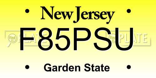 F85PSU New Jersey License Plate