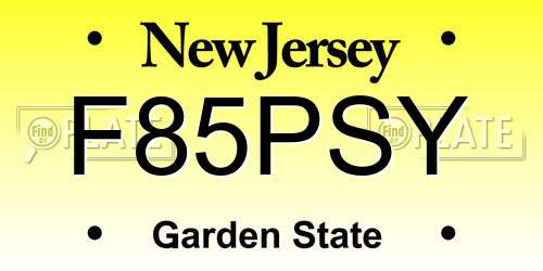 F85PSY New Jersey License Plate