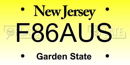 F86AUS New Jersey License Plate