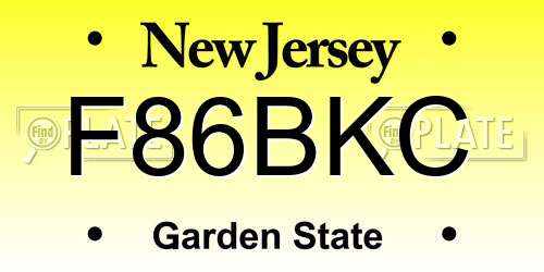 F86BKC New Jersey License Plate