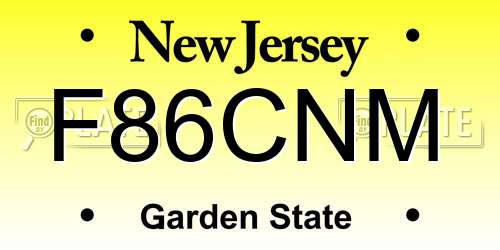 F86CNM New Jersey License Plate