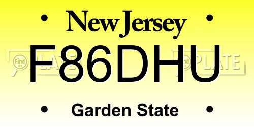 F86DHU New Jersey License Plate