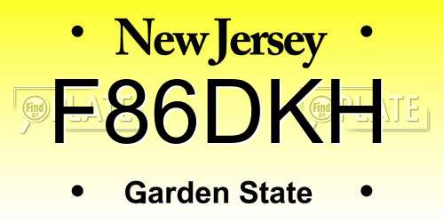 F86DKH New Jersey License Plate