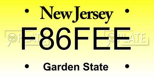 F86FEE New Jersey License Plate