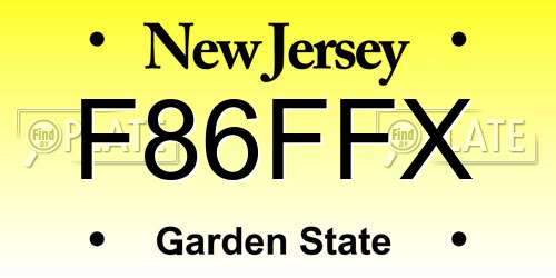 F86FFX New Jersey License Plate