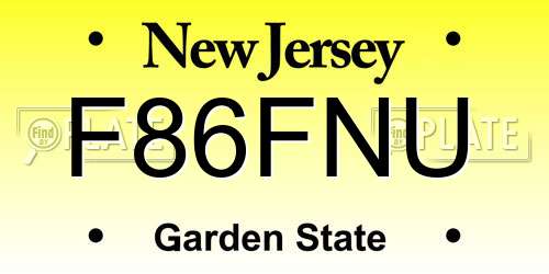 F86FNU New Jersey License Plate