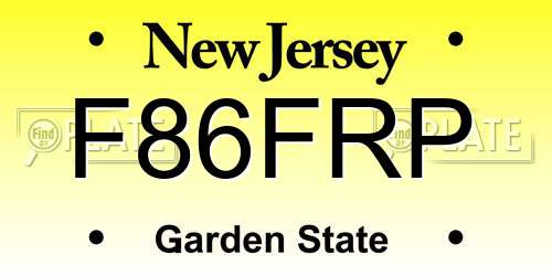 F86FRP New Jersey License Plate