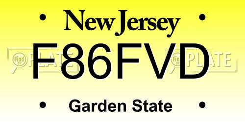 F86FVD New Jersey License Plate