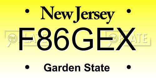 F86GEX New Jersey License Plate