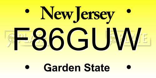 F86GUW New Jersey License Plate