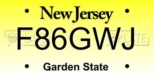 F86GWJ New Jersey License Plate