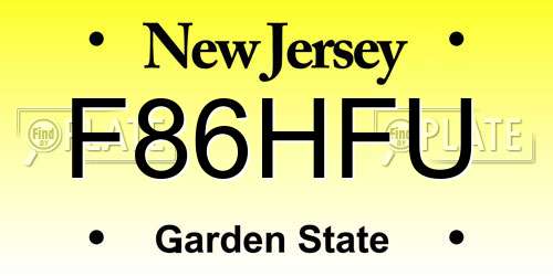 F86HFU New Jersey License Plate