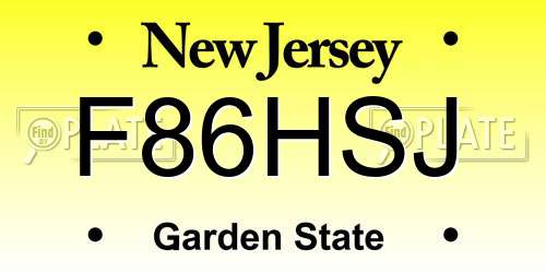 F86HSJ New Jersey License Plate