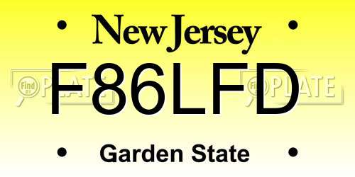 F86LFD New Jersey License Plate