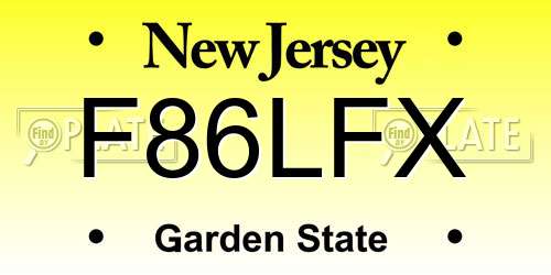 F86LFX New Jersey License Plate