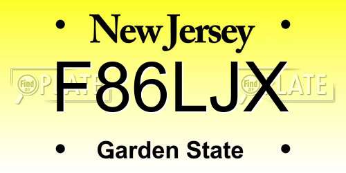 F86LJX New Jersey License Plate