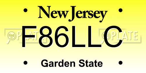 F86LLC New Jersey License Plate