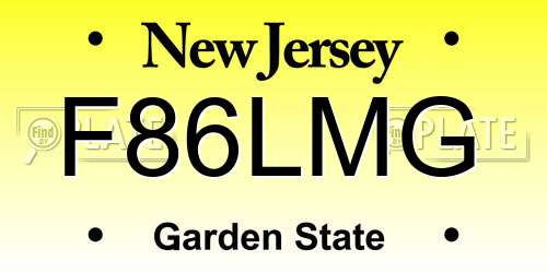 F86LMG New Jersey License Plate