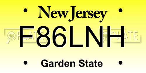 F86LNH New Jersey License Plate