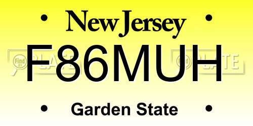 F86MUH New Jersey License Plate