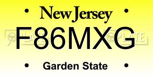 F86MXG New Jersey License Plate