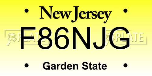 F86NJG New Jersey License Plate